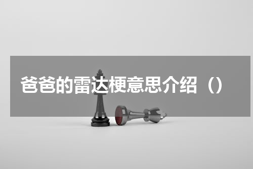 爸爸的雷达梗意思介绍（）