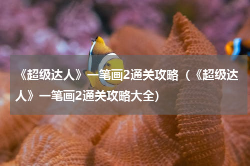 《超级达人》一笔画2通关攻略（《超级达人》一笔画2通关攻略大全）