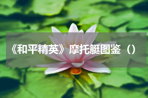 《和平精英》摩托艇图鉴（）