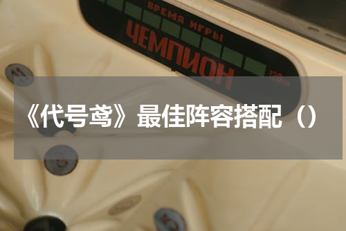 《代号鸢》最佳阵容搭配（）